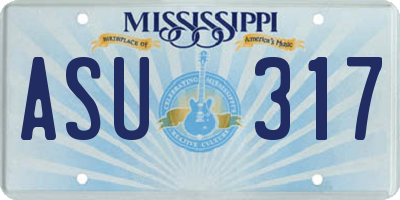 MS license plate ASU317