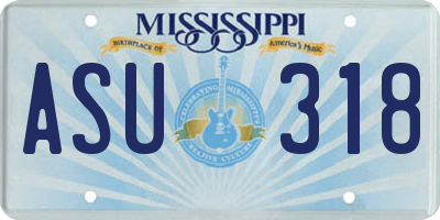 MS license plate ASU318