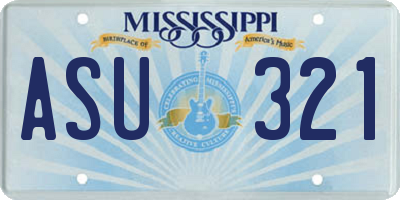 MS license plate ASU321