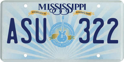 MS license plate ASU322