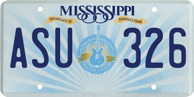 MS license plate ASU326