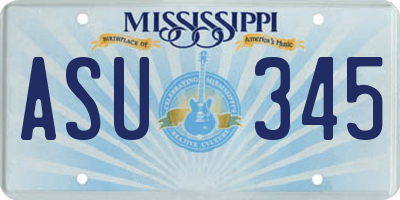 MS license plate ASU345