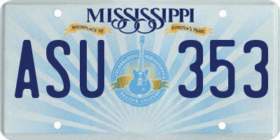 MS license plate ASU353
