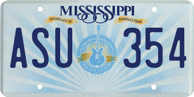 MS license plate ASU354