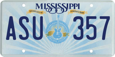 MS license plate ASU357