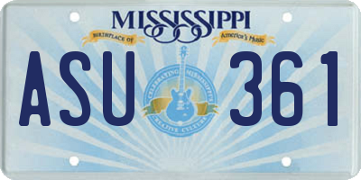 MS license plate ASU361