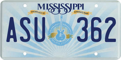 MS license plate ASU362