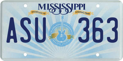 MS license plate ASU363