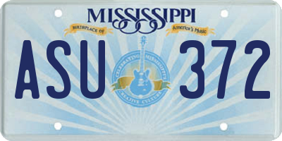 MS license plate ASU372
