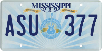 MS license plate ASU377