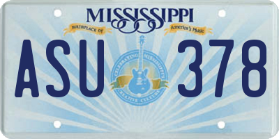 MS license plate ASU378