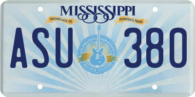MS license plate ASU380