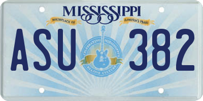 MS license plate ASU382