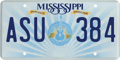 MS license plate ASU384