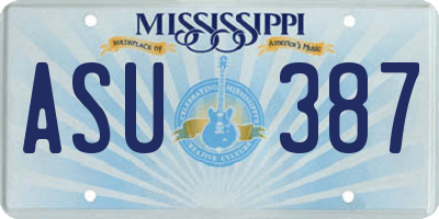 MS license plate ASU387