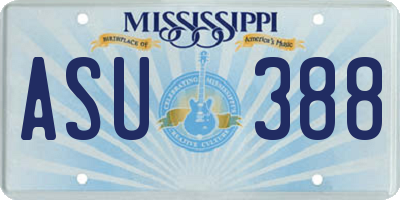 MS license plate ASU388