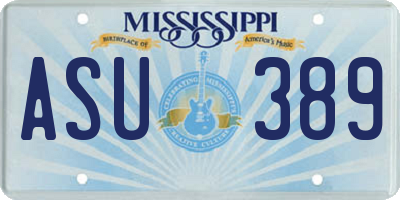 MS license plate ASU389