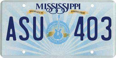 MS license plate ASU403