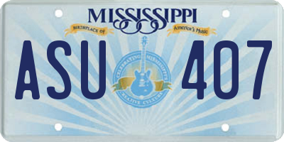 MS license plate ASU407