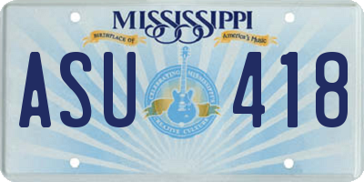 MS license plate ASU418