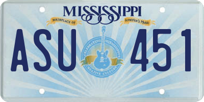 MS license plate ASU451