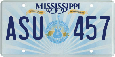 MS license plate ASU457