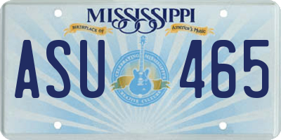 MS license plate ASU465