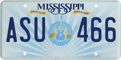 MS license plate ASU466