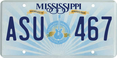 MS license plate ASU467