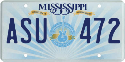 MS license plate ASU472