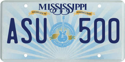 MS license plate ASU500