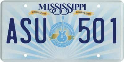 MS license plate ASU501