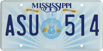 MS license plate ASU514