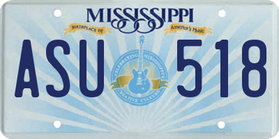 MS license plate ASU518