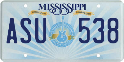 MS license plate ASU538
