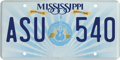 MS license plate ASU540