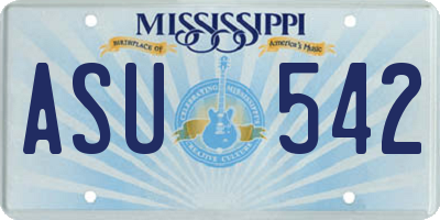 MS license plate ASU542