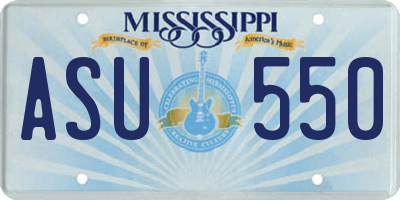 MS license plate ASU550