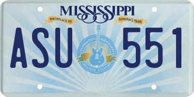 MS license plate ASU551