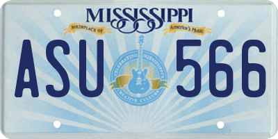 MS license plate ASU566