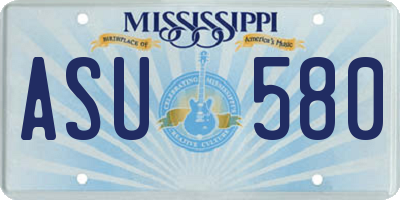 MS license plate ASU580