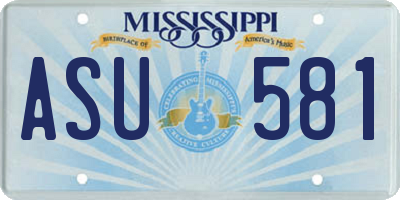 MS license plate ASU581