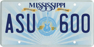 MS license plate ASU600