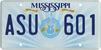MS license plate ASU601