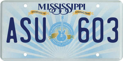 MS license plate ASU603