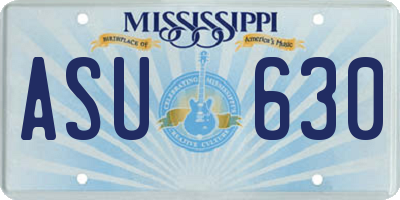 MS license plate ASU630