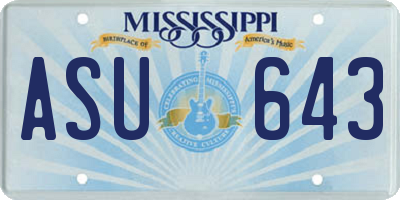 MS license plate ASU643