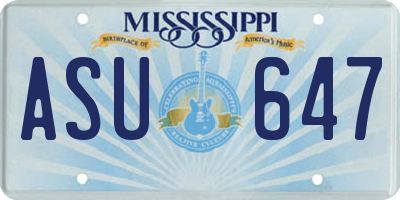 MS license plate ASU647