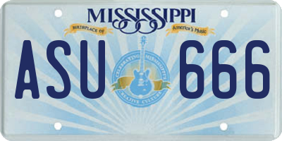 MS license plate ASU666