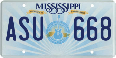MS license plate ASU668